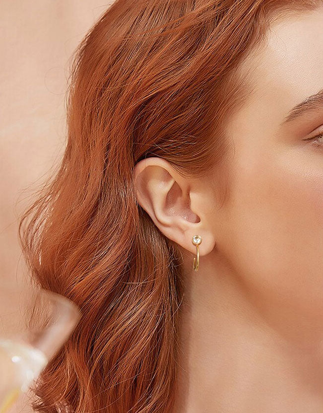 Stainless Steel Round Clear CZ Stud Earrings