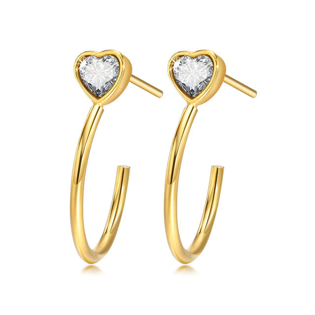Stainless Steel Delicate Heart Stud Earrings