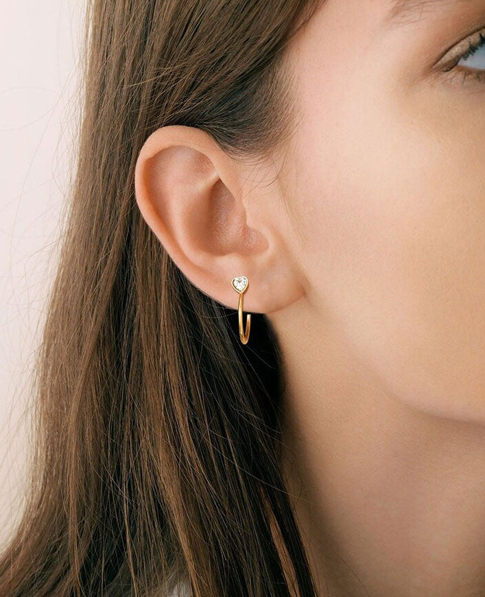 Stainless Steel Delicate Heart Stud Earrings