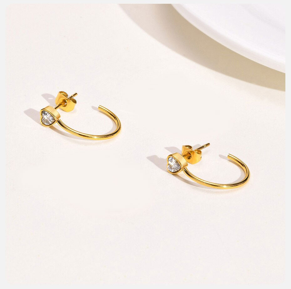 Stainless Steel Delicate Heart Stud Earrings