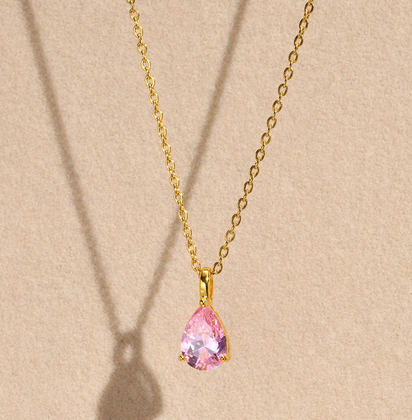 Stainless Steel Fine Teardrop Necklace