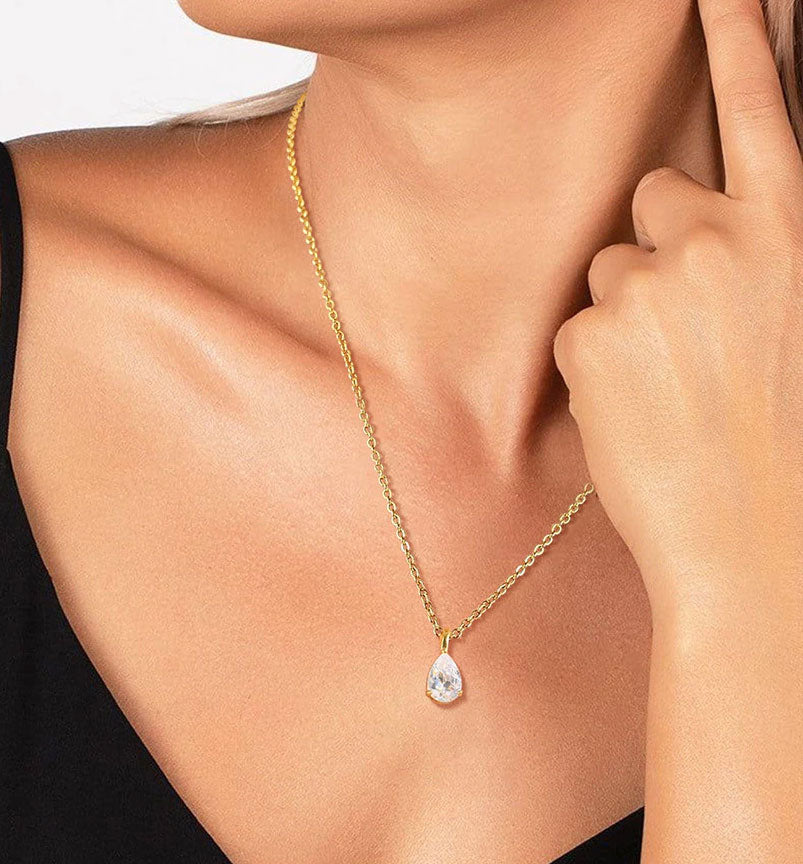 Stainless Steel Fine Teardrop Necklace