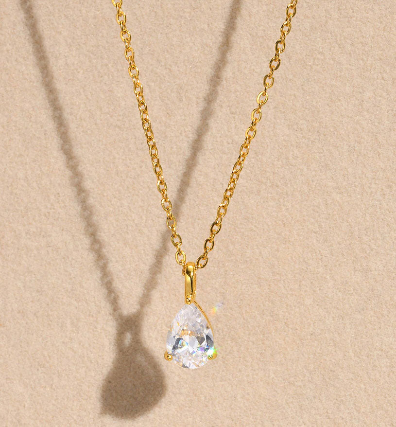 Stainless Steel Fine Teardrop Necklace