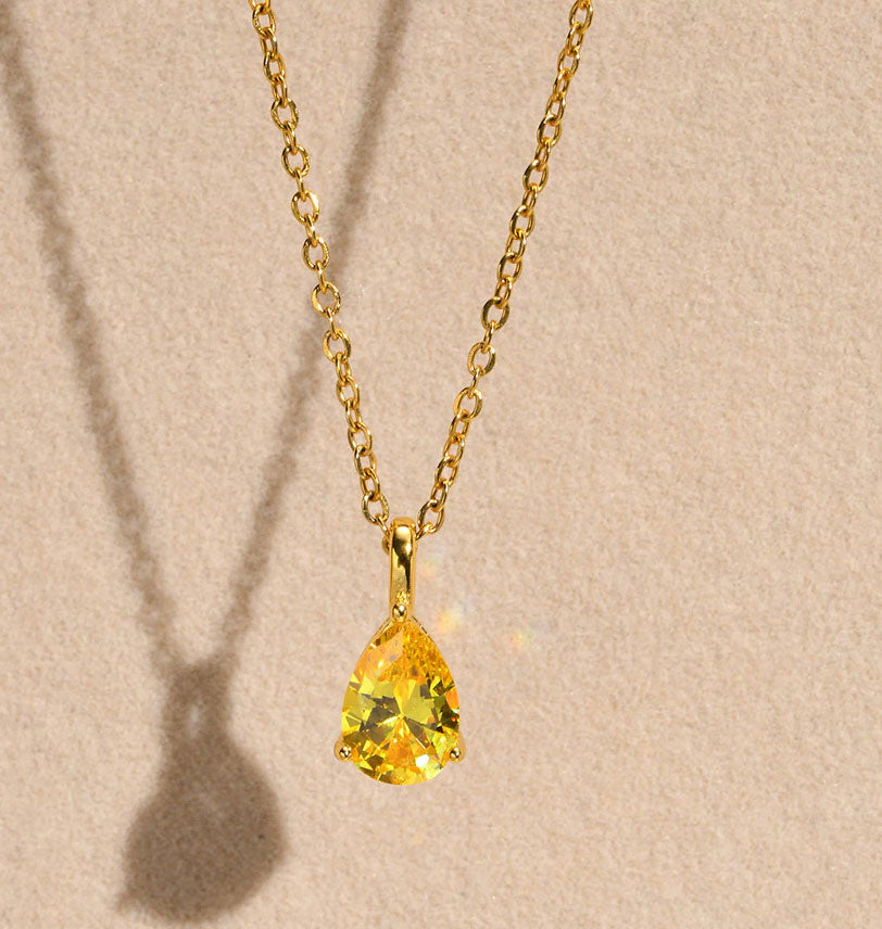Stainless Steel Fine Teardrop Necklace