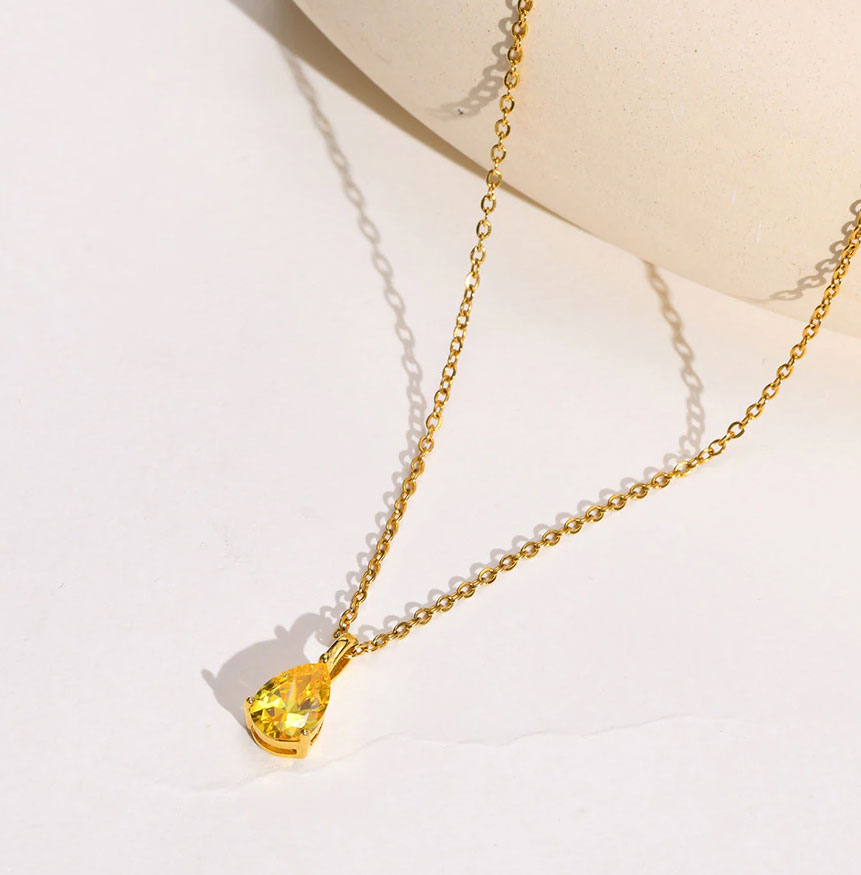 Stainless Steel Fine Teardrop Necklace