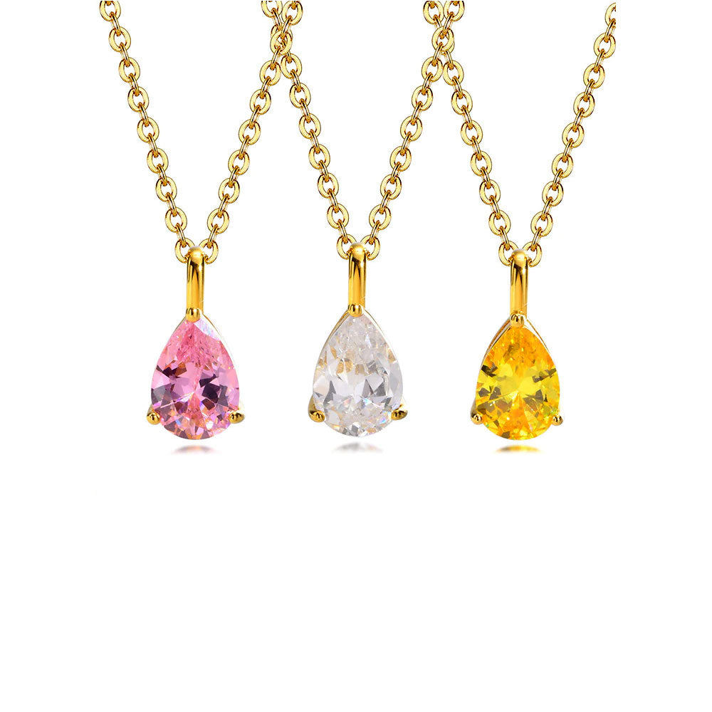 Stainless Steel Fine Teardrop Necklace