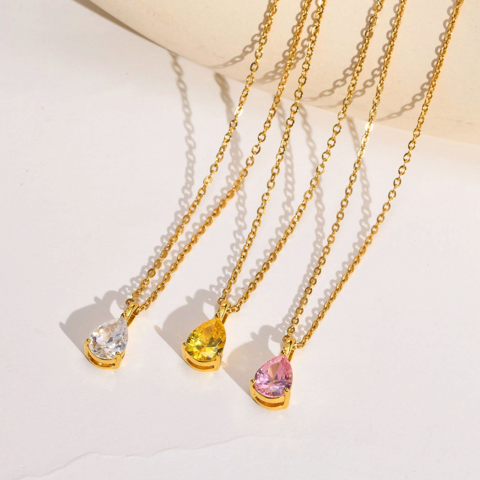 Stainless Steel Fine Teardrop Necklace
