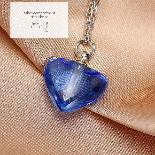 Stainless Steel "Always In My Heart" Glass Urn Necklace (For Human Or Pet Ashes)