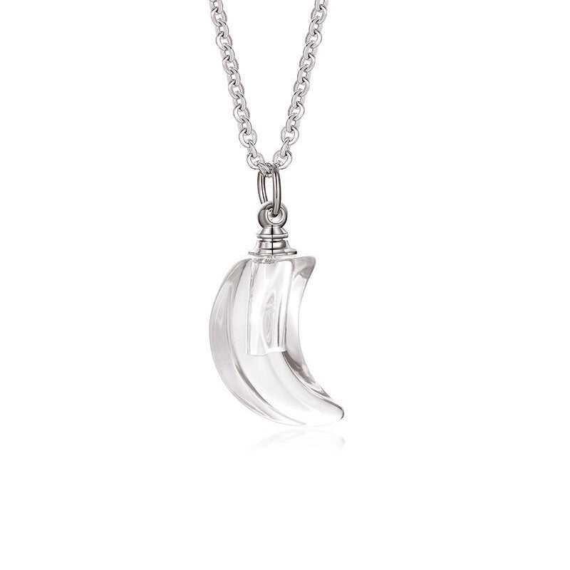 Stainless Steel Lunar Light Glass Urn Necklace (For Human Or Pet Ashes)