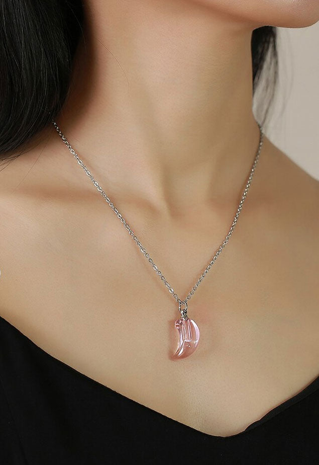 Stainless Steel Lunar Light Glass Urn Necklace (For Human Or Pet Ashes)