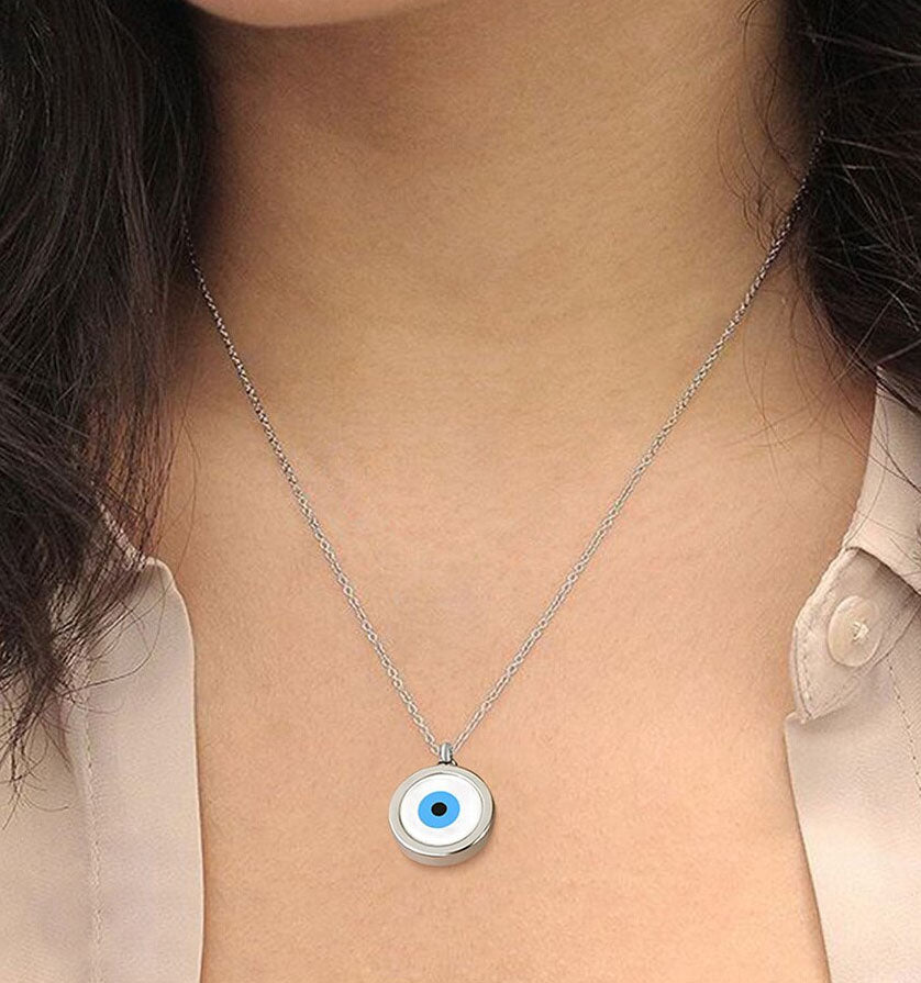 Stainless Steel Evil Blue Eye Necklace