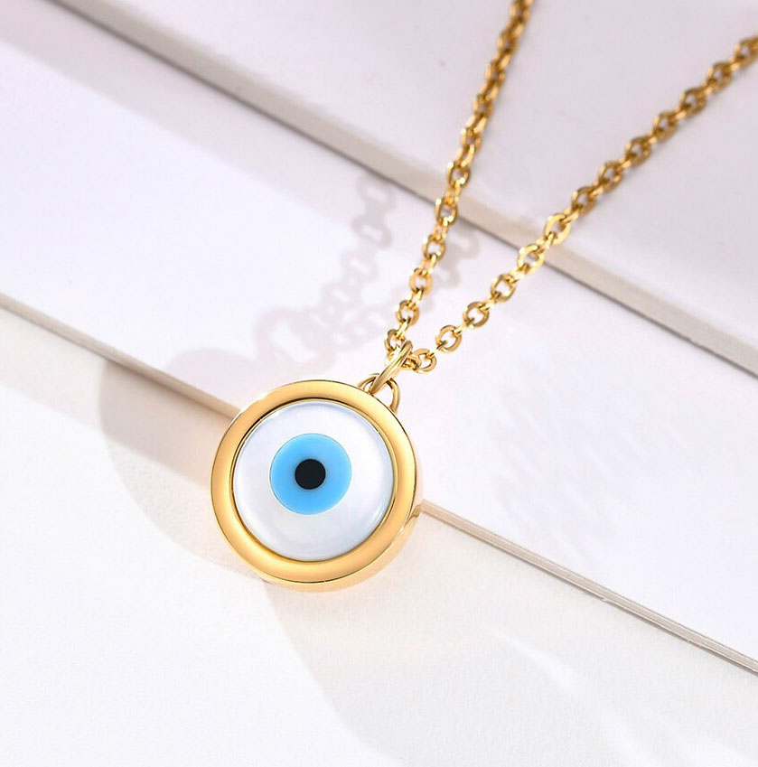 Stainless Steel Evil Blue Eye Necklace