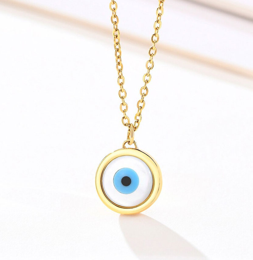 Stainless Steel Evil Blue Eye Necklace