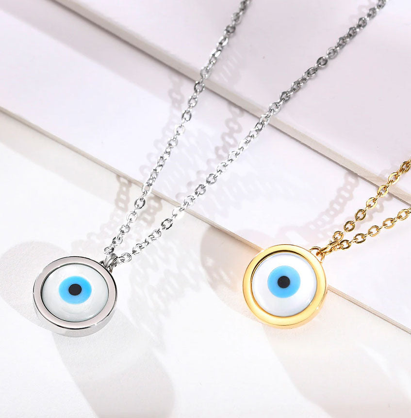 Stainless Steel Evil Blue Eye Necklace