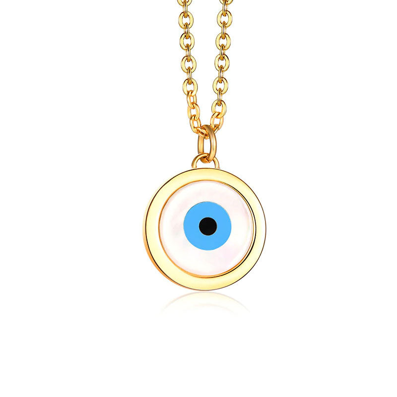 Stainless Steel Evil Blue Eye Necklace