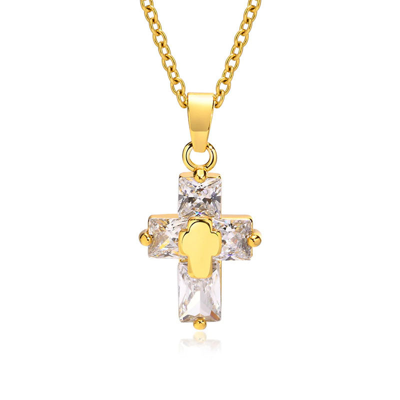 Stainless Steel Lighted Cross Necklace