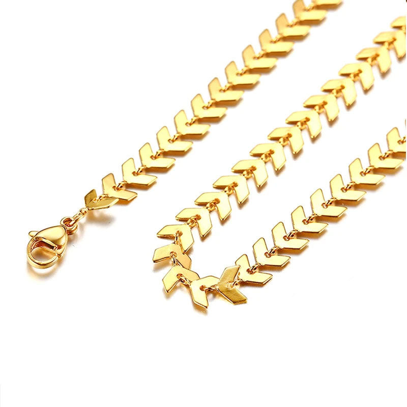 Stainless Steel Fine Arrow Links Choker Necklace