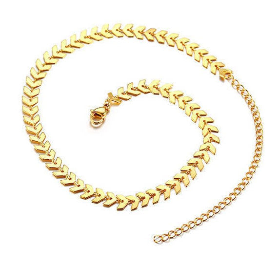 Stainless Steel Fine Arrow Links Choker Necklace