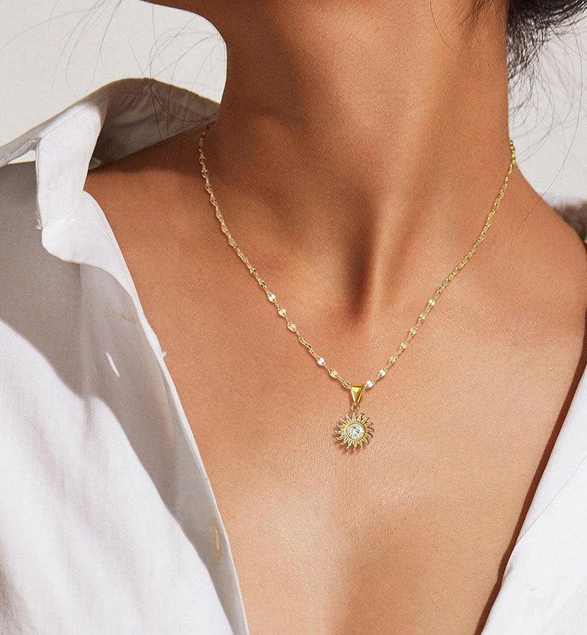 Stainless Steel Mystic Sun Necklace
