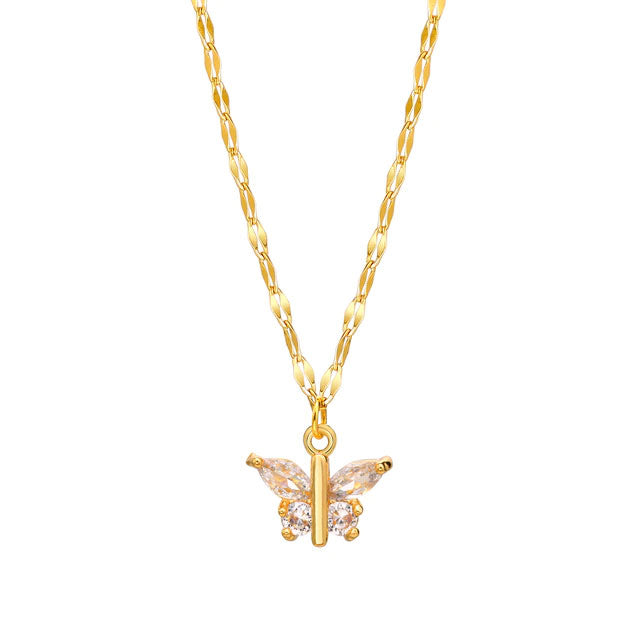 Stainless Steel Shiny Butterfly Necklace