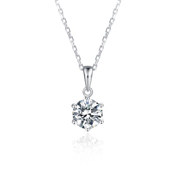 Sterling Silver Round 1.0ct Moissanite Hypoallergenic Necklace