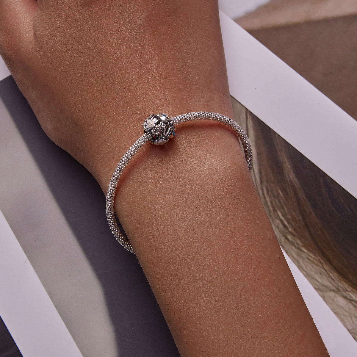 Sterling Silver Delicate Floral Hypoallergenic Bead Charm