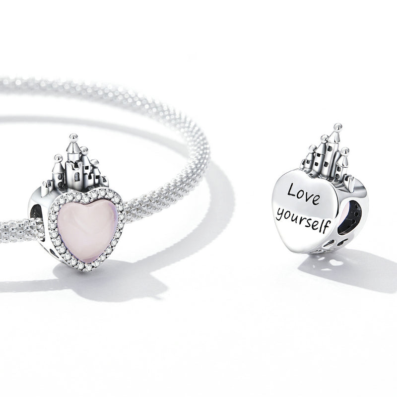Sterling Silver Love Castle "Love Yourself" Hypoallergenic Bead Charm