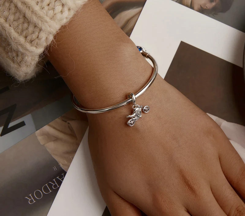 Sterling Silver Motorcycle Dangle Charm