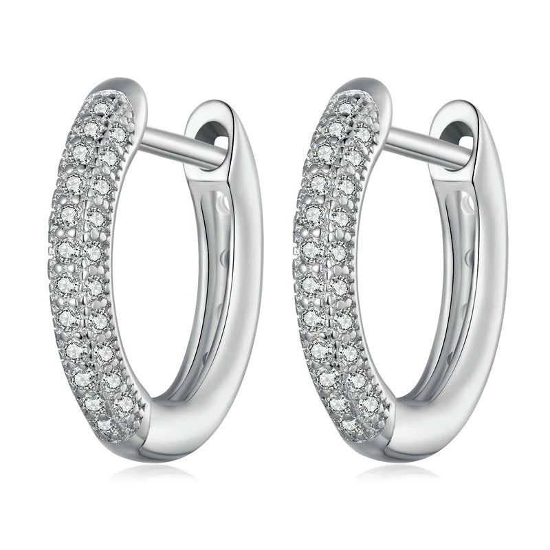 Sterling Silver Fine CZ Huggie Hypoallergenic Earrings