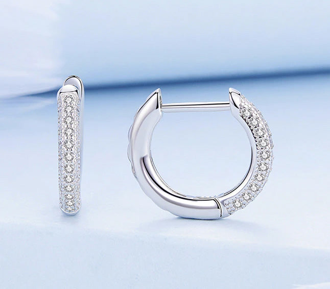 Sterling Silver Fine CZ Huggie Hypoallergenic Earrings