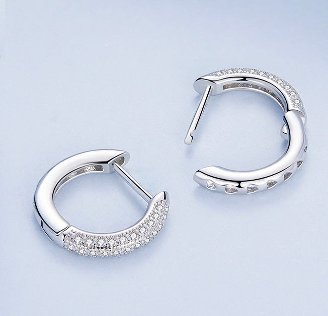 Sterling Silver Fine CZ Huggie Hypoallergenic Earrings