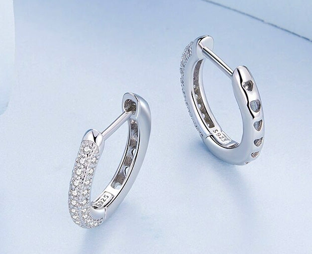 Sterling Silver Fine CZ Huggie Hypoallergenic Earrings