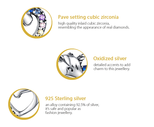 Sterling Silver Lucky Unicorn Stud Hypoallergenic Earrings