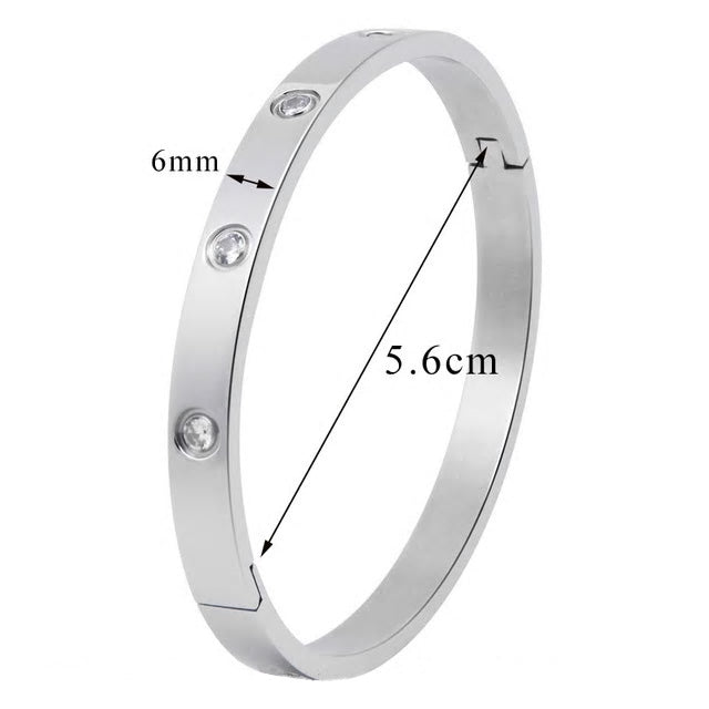 Stainless Steel Cubic Zirconia Bangle