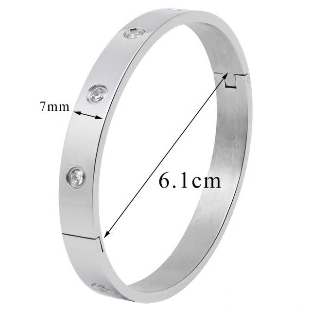Stainless Steel Cubic Zirconia Bangle