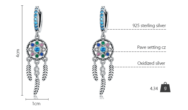 Sterling Silver Dream Catcher Huggie Hypoallergenic Earrings