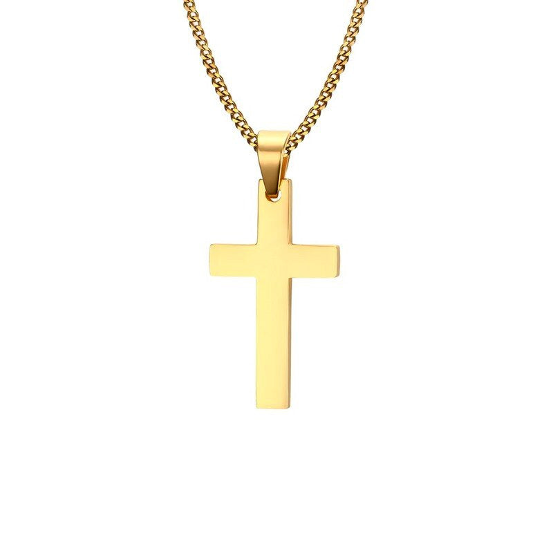 Stainless Steel Cross Stud Earrings + Necklace