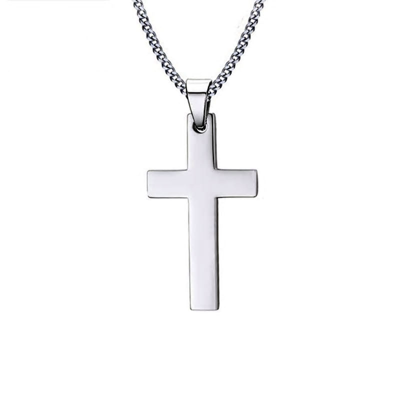 Stainless Steel Cross Stud Earrings + Necklace