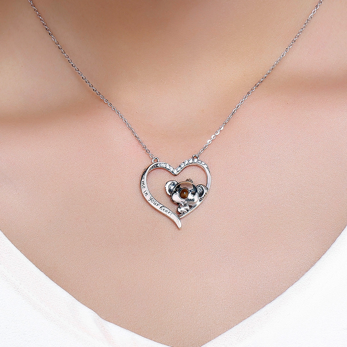 Sterling Silver Koala Stud Earrings + Necklace