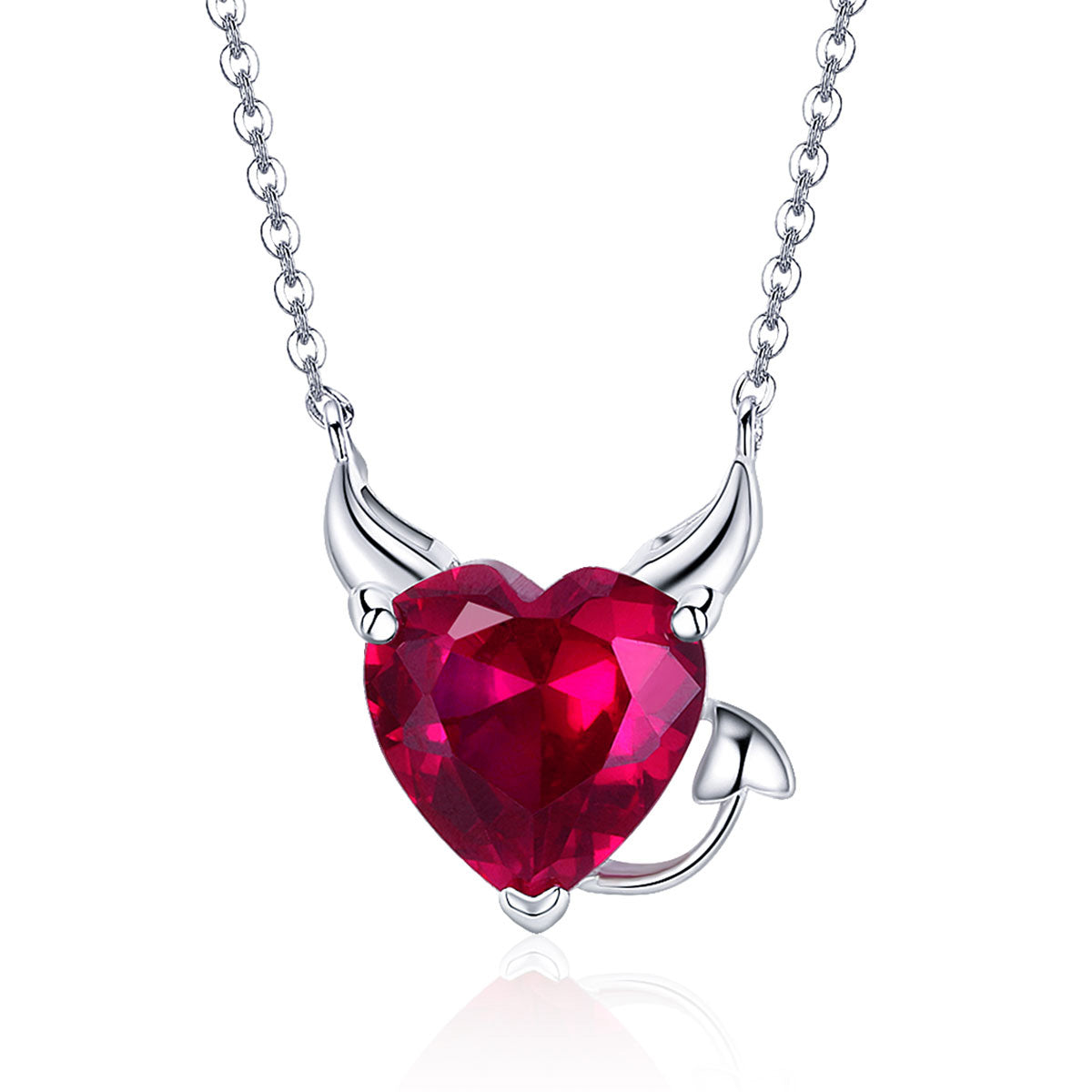 Sterling Silver Devil's Heart Earrings + Necklace + Ring