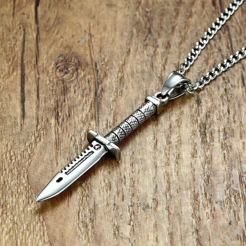 Stainless Steel Knife Earrings + Necklace