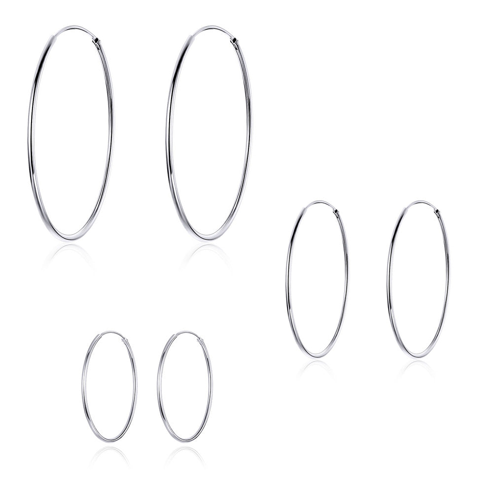 Sterling Silver Big Circle Huggie Hypoallergenic Earrings