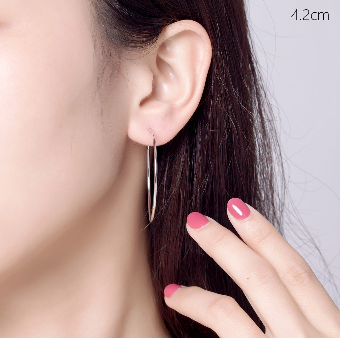 Sterling Silver Big Circle Huggie Hypoallergenic Earrings