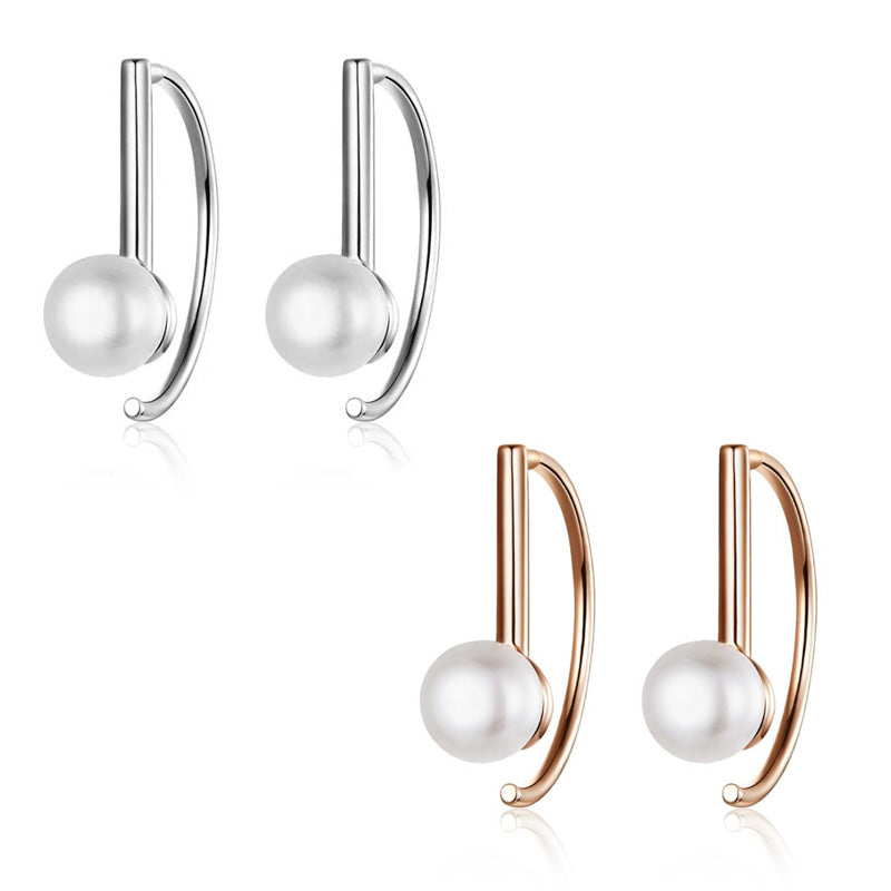 Sterling Silver Pillar & Pearl Hook Hypoallergenic Earrings