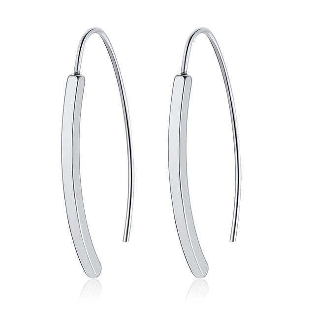 Stainless Steel Curved Pillar Hook Earrings