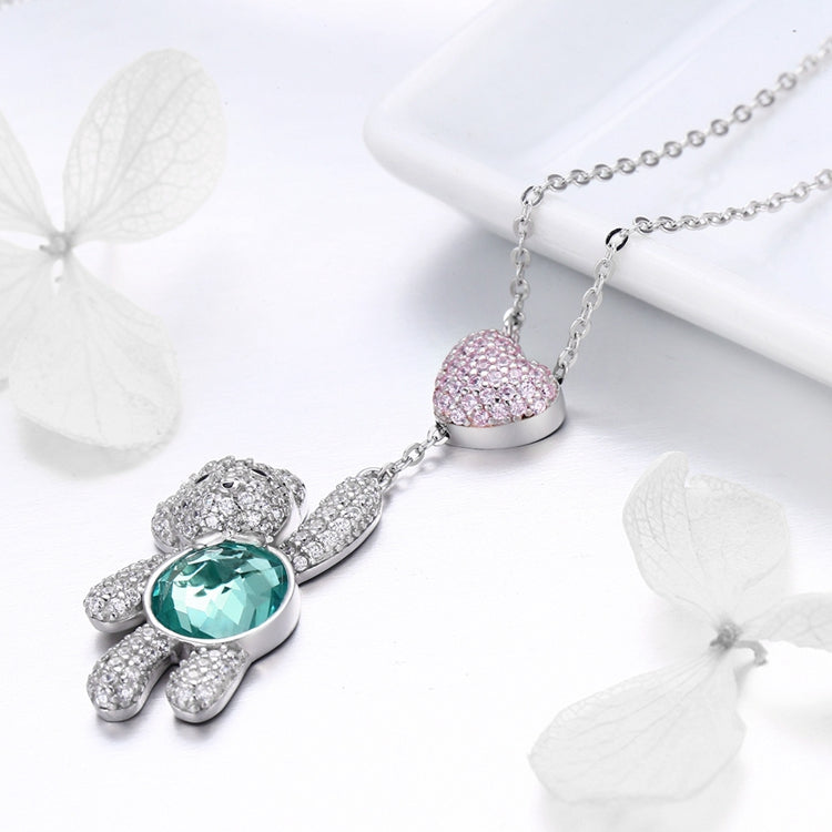 Sterling Silver Lovely Teddy Bear Stud Hypoallergenic Earrings + Necklace