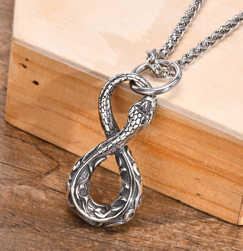 Stainless Steel Infinity Snake Necklace