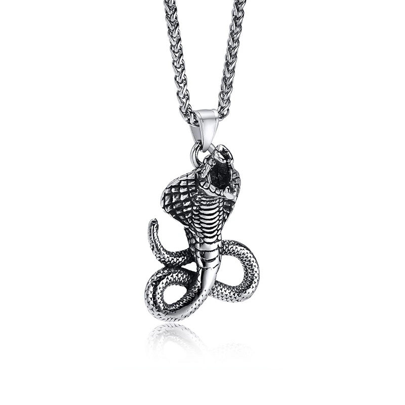 Stainless Steel Furious Naja Snake Necklace