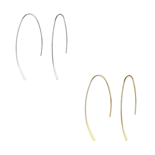 Stainless Steel Thin Curved Pillar Wire Hook Earrings