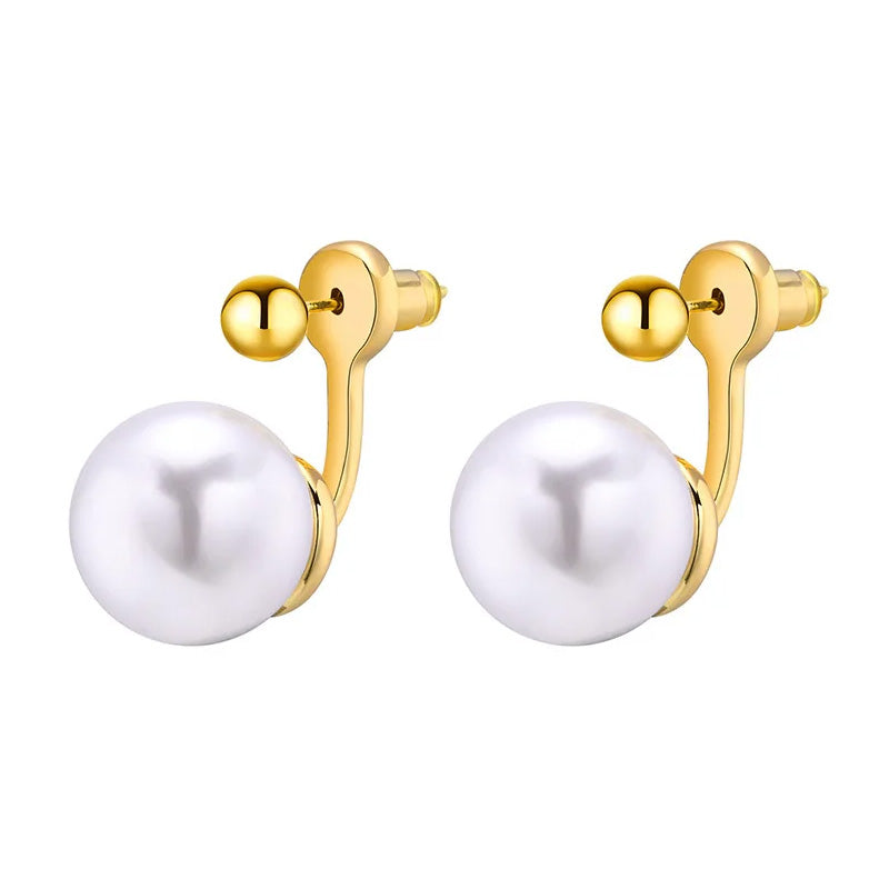 Zinc Alloy Simulated Big Pearl Stud Earrings